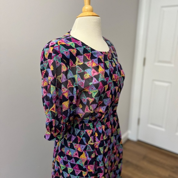 Vintage Loris Azzaro Graphic Print Dress Sz S - Picture 14 of 15